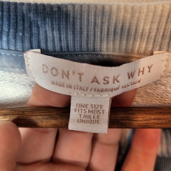 Don't Ask Why Distressed Crew Neck Sweatshirt Blue White - Picture 4 of 8